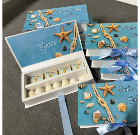 COFANETTO GRANDE CONFETTI, CIOCCOLATINI E PENNA