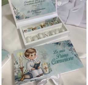 COFANETTO GRANDE CONFETTI, CIOCCOLATINI E CORONCINA